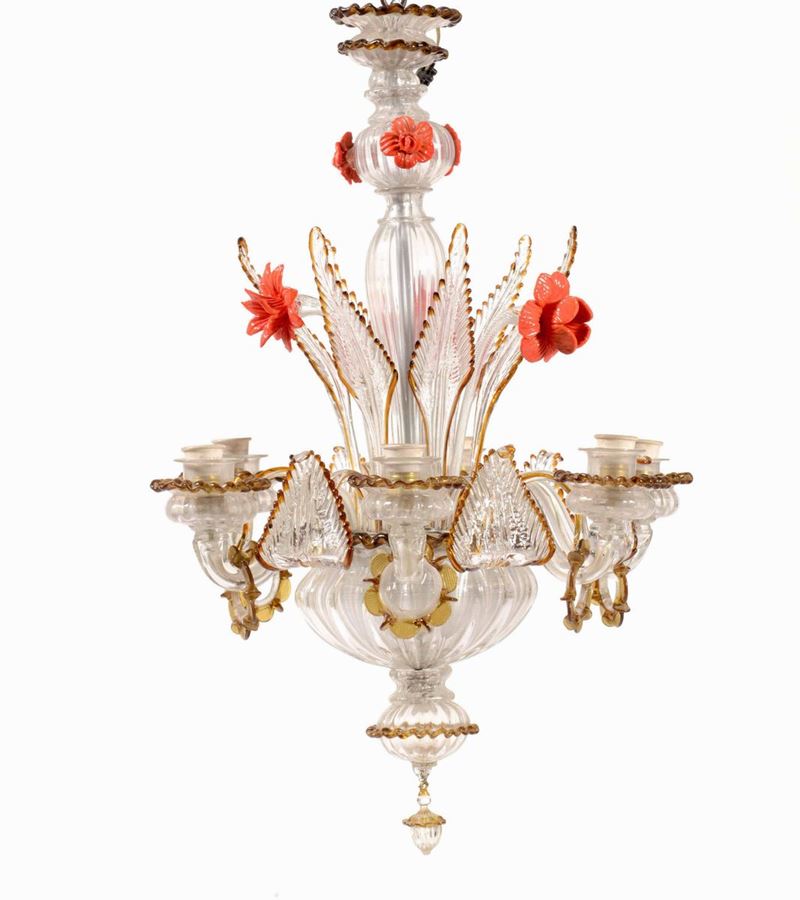 Lampadario in vetro di Murano. XIX-XX secolo  - Auction Antique June | Cambi Time  [..]