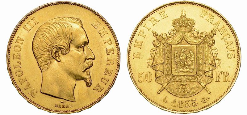 FRANCIA. NAPOLEON III, 1852-1870. 50 Francs 1855. Parigi.  - Asta Numismatica - Cambi Casa d'Aste