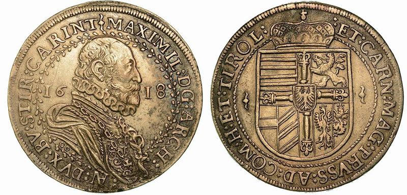 AUSTRIA. MAXIMILIAN, 1590-1618. Thaler 1618.  - Auction Numismatics - Cambi Casa  [..]