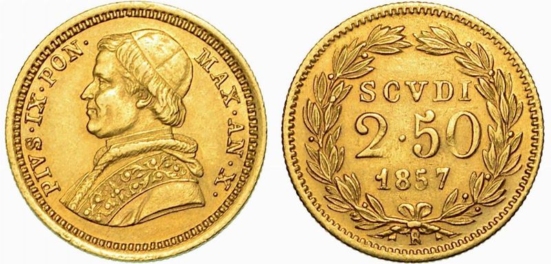 STATO PONTIFICIO. PIO IX, 1846-1878. 2,50 Scudi 1857 A. X.  - Auction Numismatics  [..]