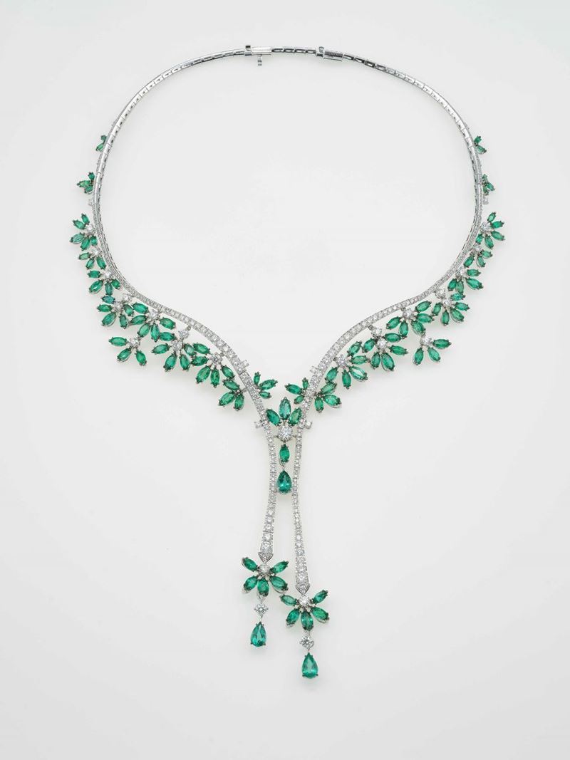 Emerald and diamond necklace  - Auction Contemporary Jewels - Cambi Casa d'Aste