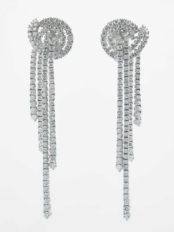 Pair of diamond and gold pendant earrings