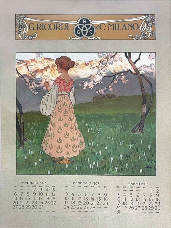 Leopoldo Metlicovitz - Calendario Ricordi 1907, Le Quattro Stagioni