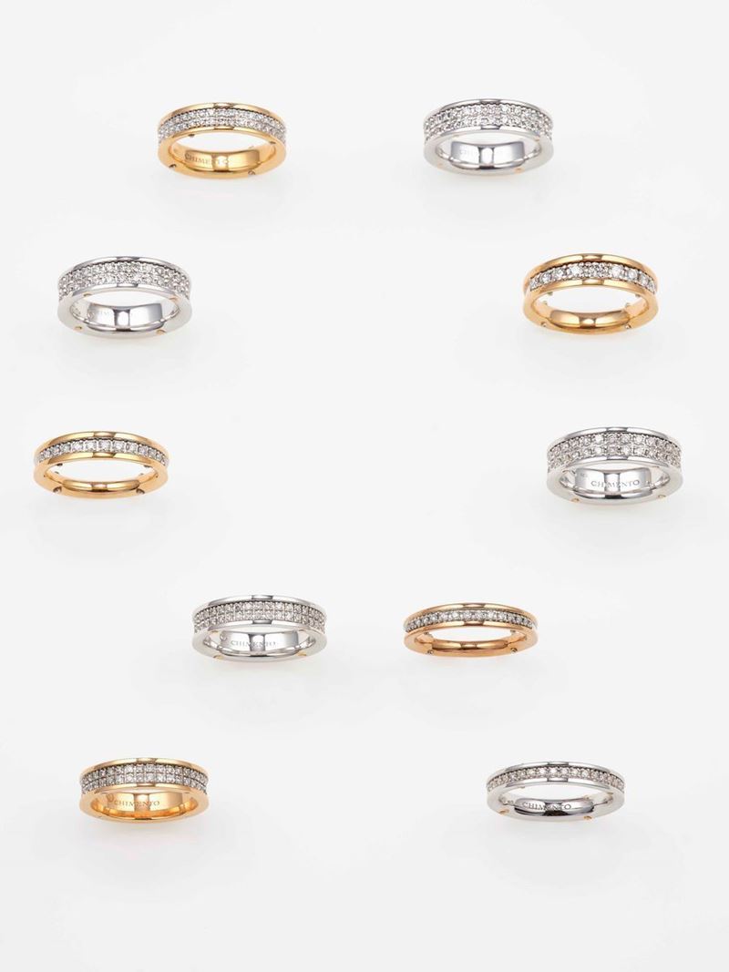 Modello Aeternitas. Lotto composto da dieci anelli con diamanti  - Asta Gioielli Contemporanei - Cambi Casa d'Aste