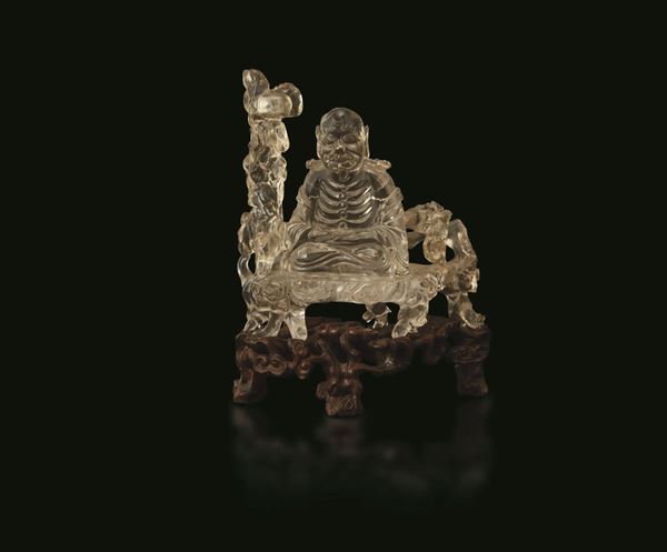 Figura di Buddha magro scolpito in cristallo di rocca, Cina, Dinastia Qing, XIX secolo