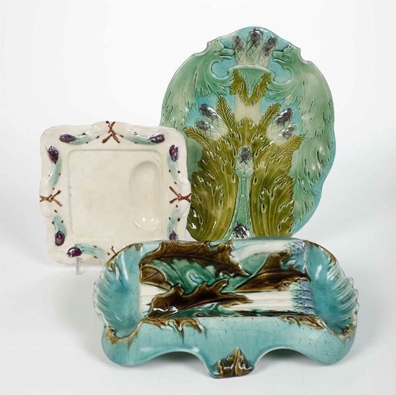 Una bacinella e un piatto da portata per asparagi<BR>Francia, XIX e XX secolo  - Auction Ceramics and Glass | Timed Auction - Cambi Casa d'Aste
