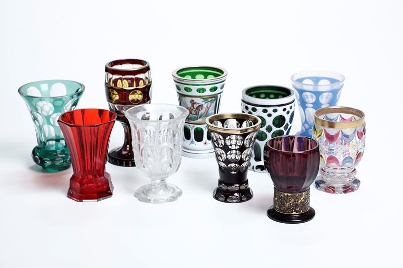 Dieci calici con motivi geometrici diversi<BR>Boemia, XIX-XX secolo<BR><BR>  - Auction Majolica, Porcelain and Glass | Cambi Time - Cambi Casa d'Aste