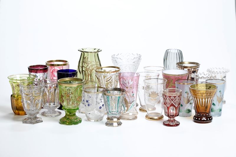 Ventitre bicchieri, XIX e XX secolo<BR><BR>  - Auction Majolica, Porcelain and Glass | Cambi Time - Cambi Casa d'Aste
