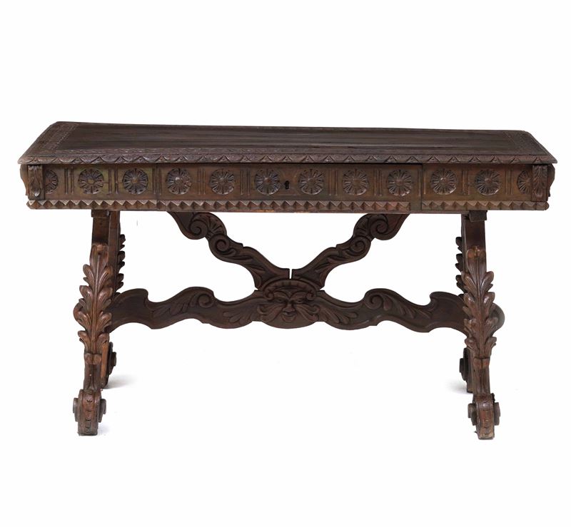Tavolo in legno intagliato, fine XIX secolo  - Asta Antiquariato Giugno | Cambi  [..]