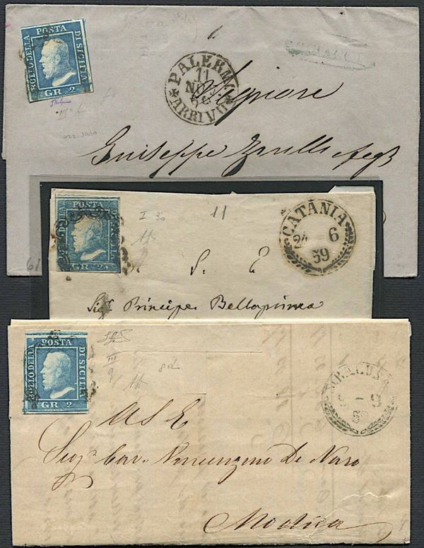 1859, Sicilia, tre lettere: da Catania, Siracusa e Sciacca.