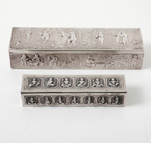 Lotto di due scatole rettangolari in argento