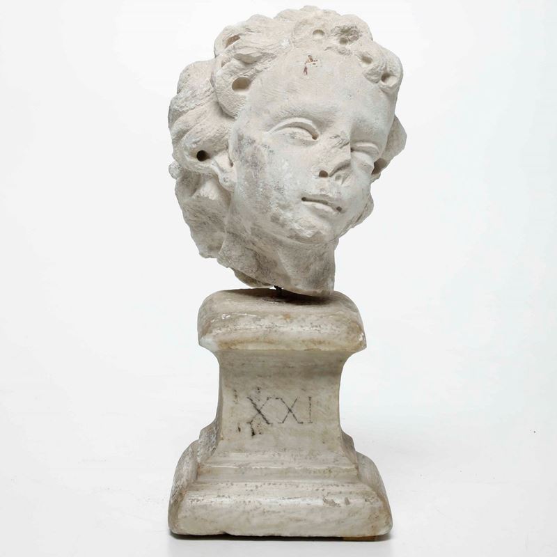 Testa di fanciullo. Pietra scolpita. Arte barocca del XVII-XVIII secolo  - Auction Sculptures | Cambi Time - Cambi Casa d'Aste