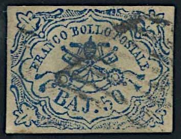 1864, Stato Pontificio, 50 baj stampa difettosa.  - Asta Filatelia e Storia Postale - Cambi Casa d'Aste
