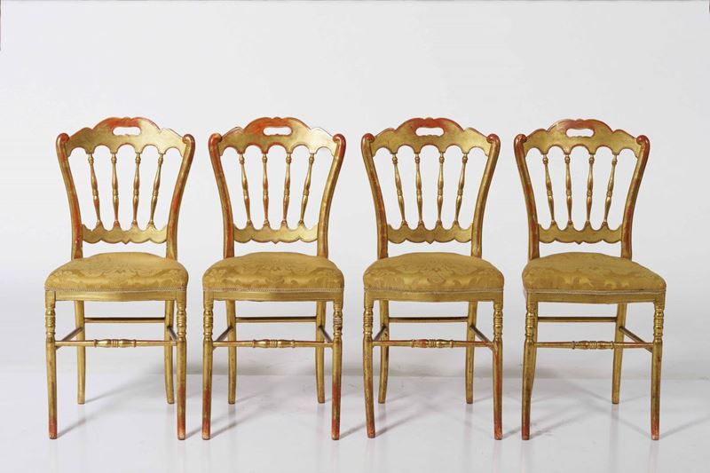 Gruppo di quattro sedie in legno dorato  - Auction Antique June | Cambi Time - Cambi  [..]