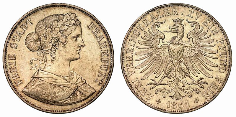 GERMANIA - FRANKFURT. FREE CITY. 2 Thaler 1861.  - Auction Numismatics - Cambi Casa  [..]