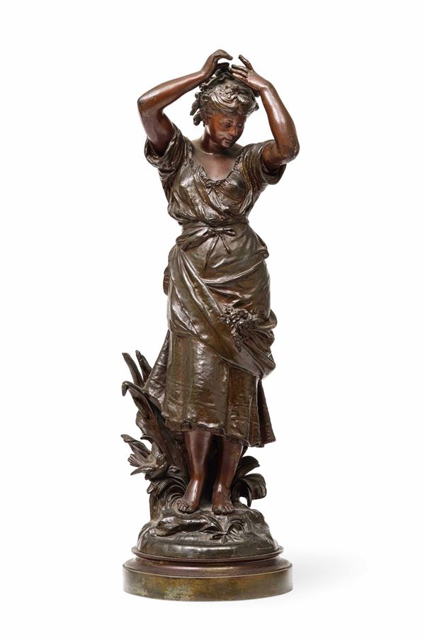 Figura femminile. Bronzo fuso e cesellato. Fonditore francese del XIX-XX secolo