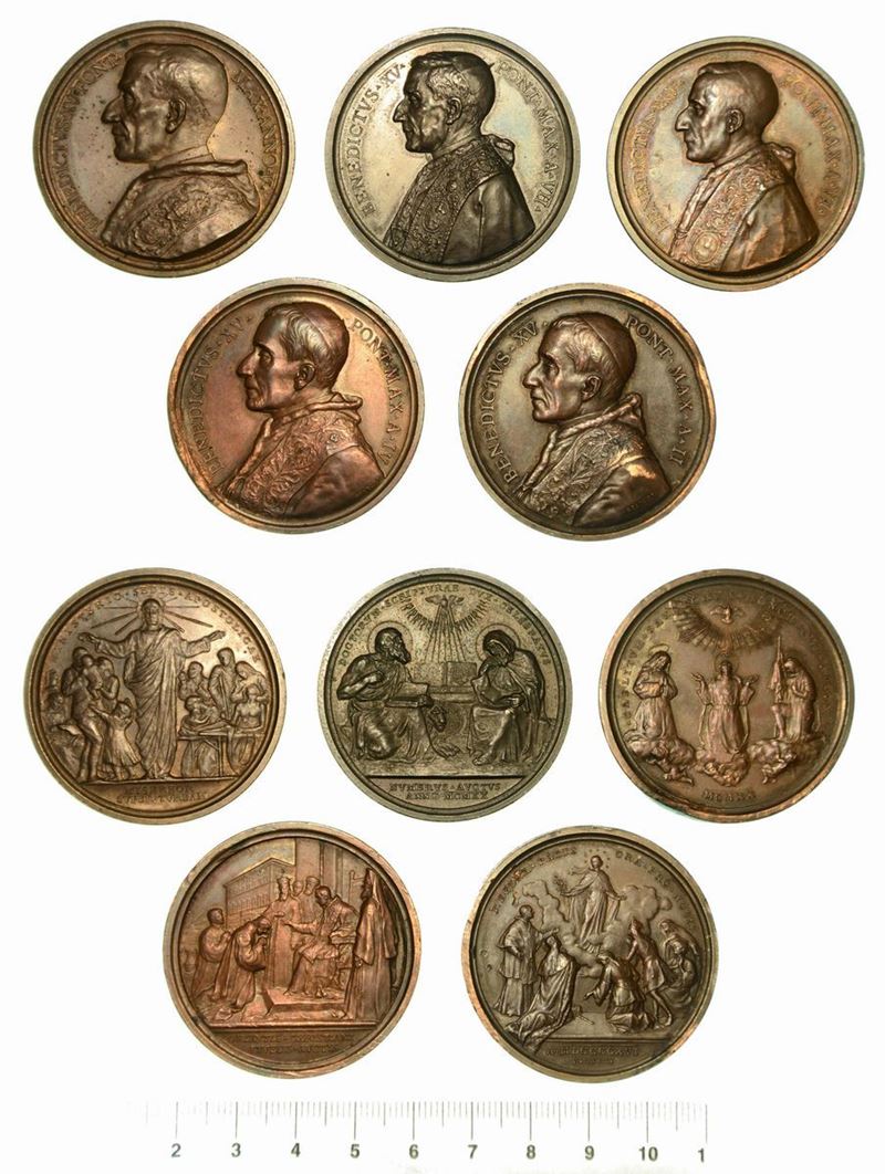 VATICANO. Lotto di cinque medaglie in bronzo.  - Auction Numismatics - Cambi Casa  [..]
