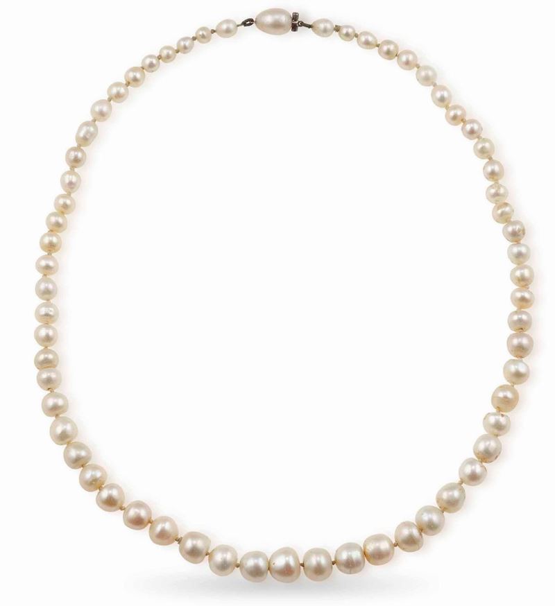 Natural pearl necklace  - Auction Fine and Coral Jewels - Cambi Casa d'Aste