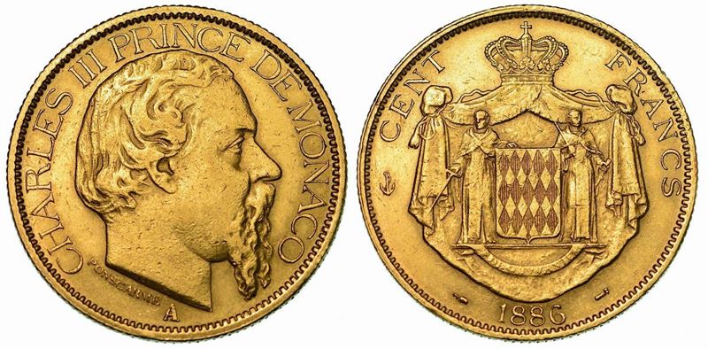 MONACO. CHARLES III, 1856-1889. 100 Francs 1886. Parigi.  - Auction Numismatics  [..]