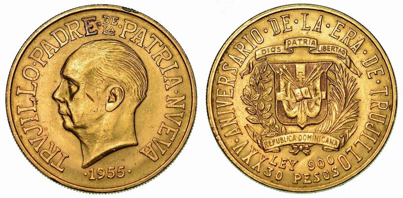 REPUBBLICA DOMINICANA. 30 Pesos 1955. Per il 25° Anniversario del regime di  [..]