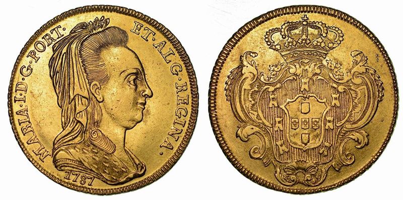 PORTOGALLO. MARIA I, 1786-1799. Peça (6400 Reis) 1787.  - Auction Numismatics  [..]