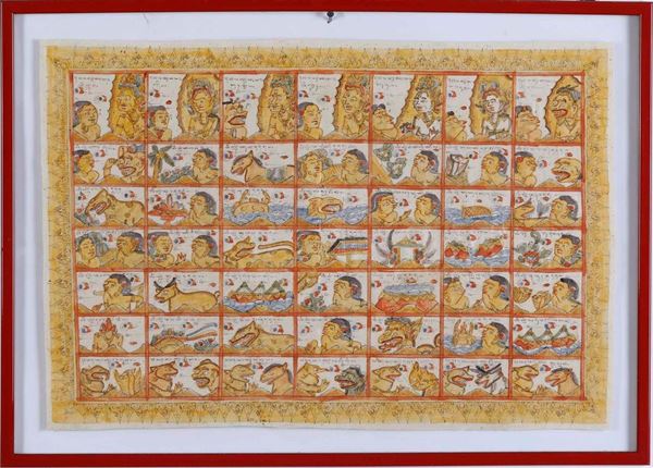 Tessuto Batik con divinità. Indonesia, secolo XIX