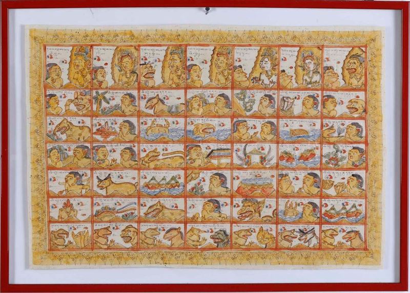 Tessuto Batik con divinità. Indonesia, secolo XIX  - Auction Antique June | Cambi Time - Cambi Casa d'Aste