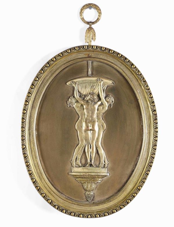 Coppia di placche in bronzo dorato. Francia, 1800 ca.