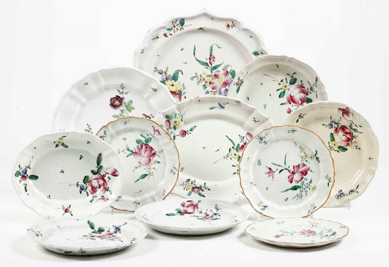 Undici piatti "alla rosa"<BR>Lodi e Milano, XVIII e XIX secolo  - Auction Majolica, Porcelain and Glass | Cambi Time - Cambi Casa d'Aste
