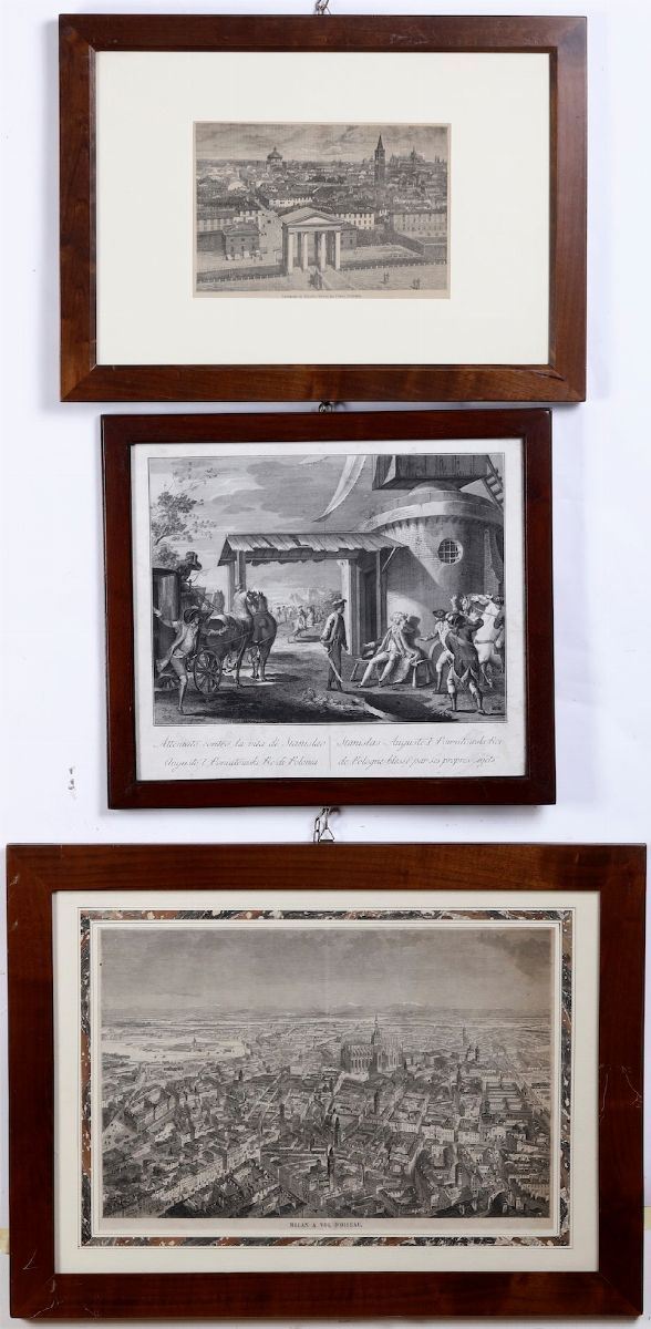 Due diverse stampe con vedute di Milano, XIX secolo  - Asta Antiquariato Giugno  [..]