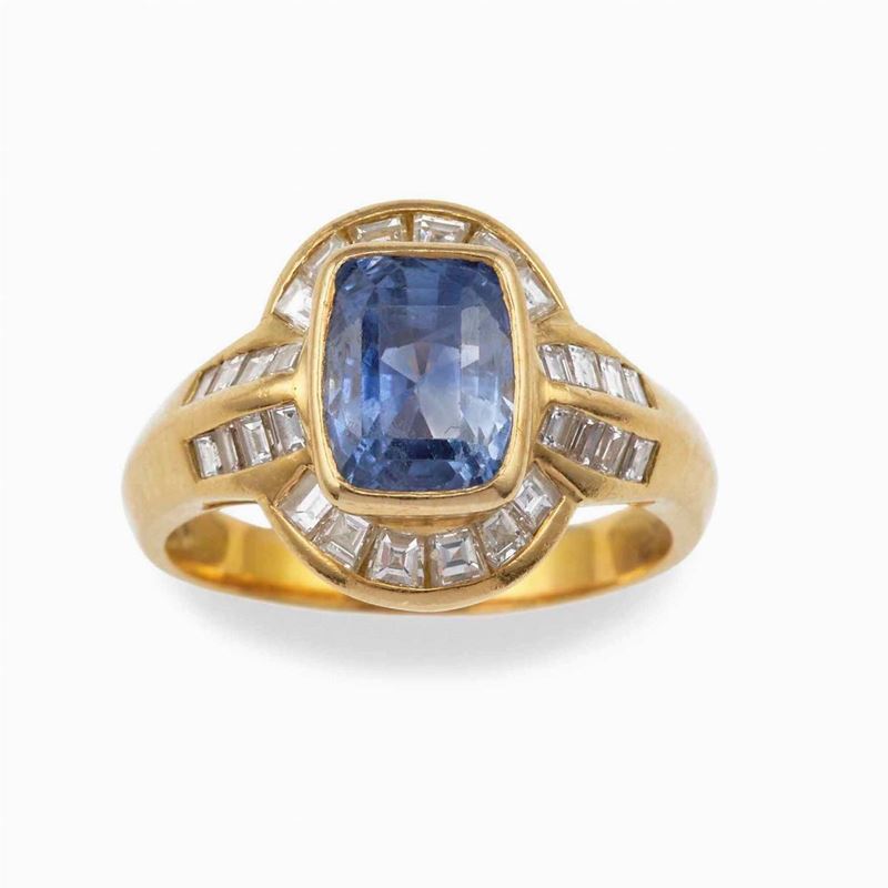 Sapphire and diamond ring  - Auction Fine and Coral Jewels - Cambi Casa d'Aste