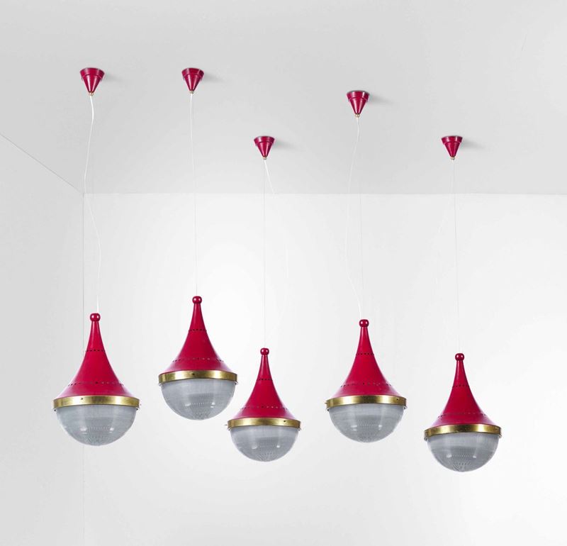 Set di cinque lampade a sospensione  - Asta Design - Cambi Casa d'Aste