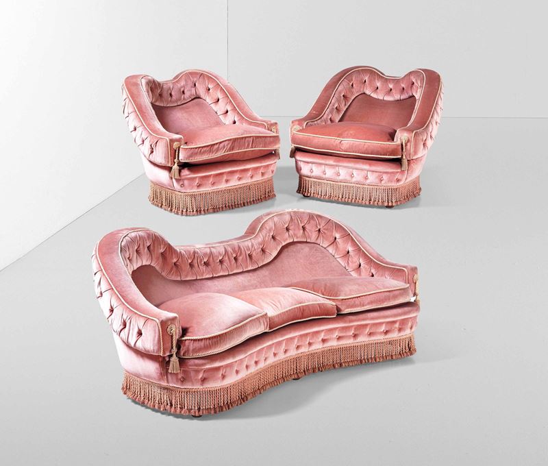 Salotto composto da un divano e due poltrone  - Asta Design - Cambi Casa d'Aste