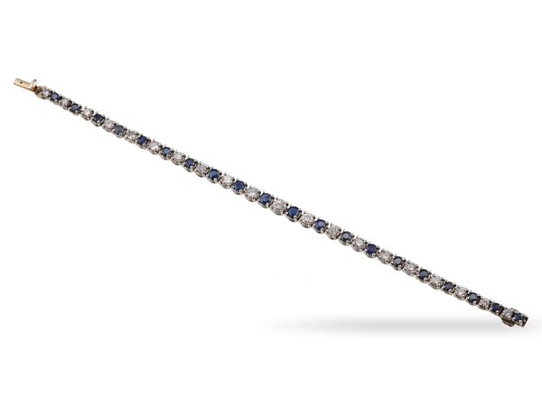 Diamond and sapphire line bracelet