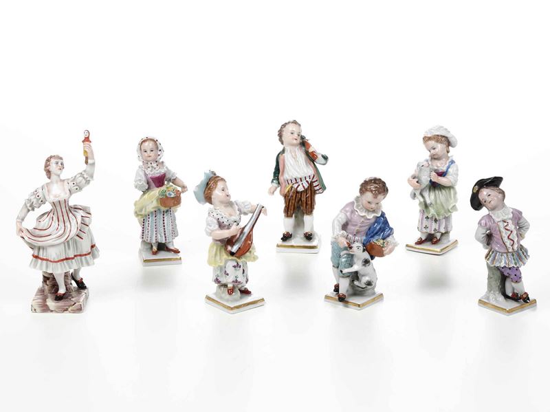 Sette figurine<BR>Manifatture Richard Ginori e Sitzendorf, XX secolo  - Auction Majolica, Porcelain and Glass | Cambi Time - Cambi Casa d'Aste