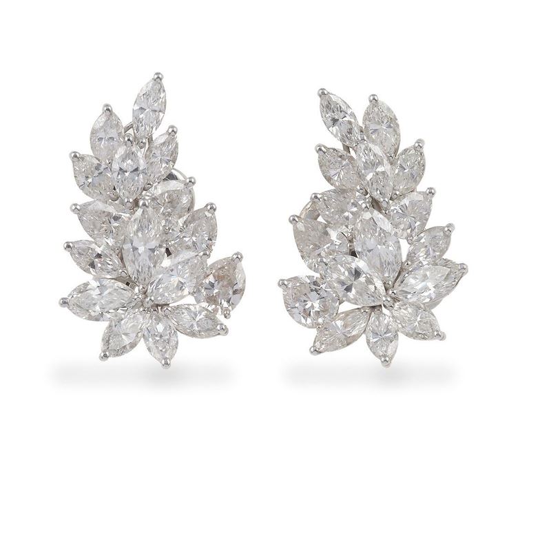 Pair or diamond and platinum earrings  - Auction Fine and Coral Jewels - Cambi Casa  [..]