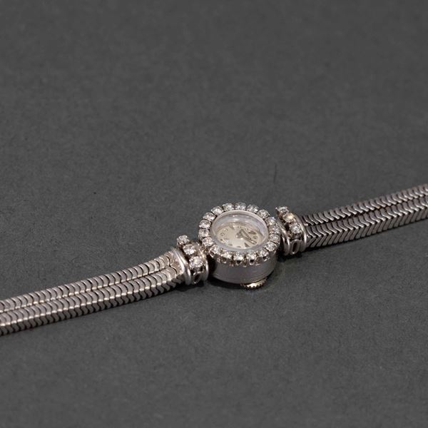 JAEGER LECOULTRE - Orologio da sera in oro bianco 18k con diamanti movimento duoplan carica manuale