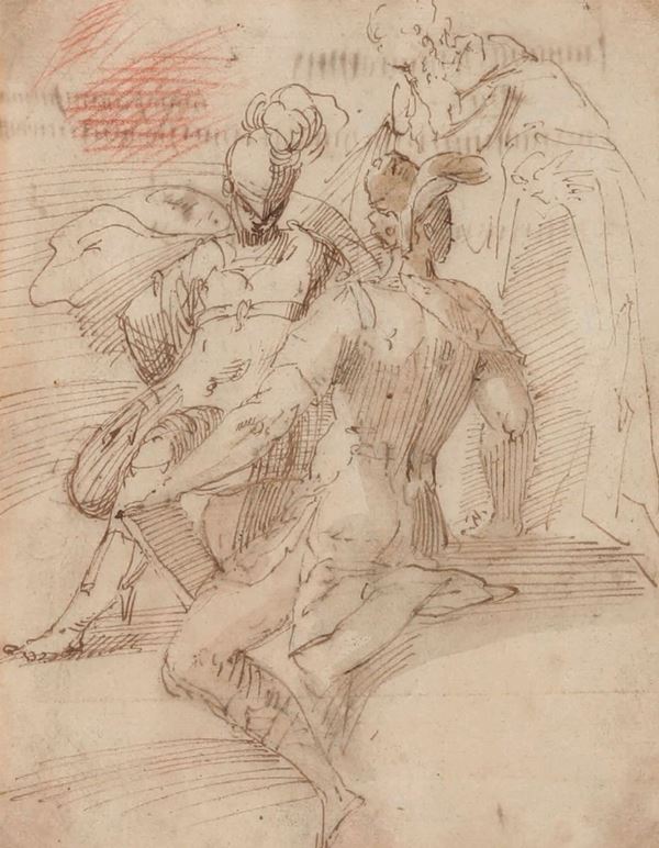 Jacopo Zanguidi detto il Bertoja - Studio di due soldati e di una figura virile