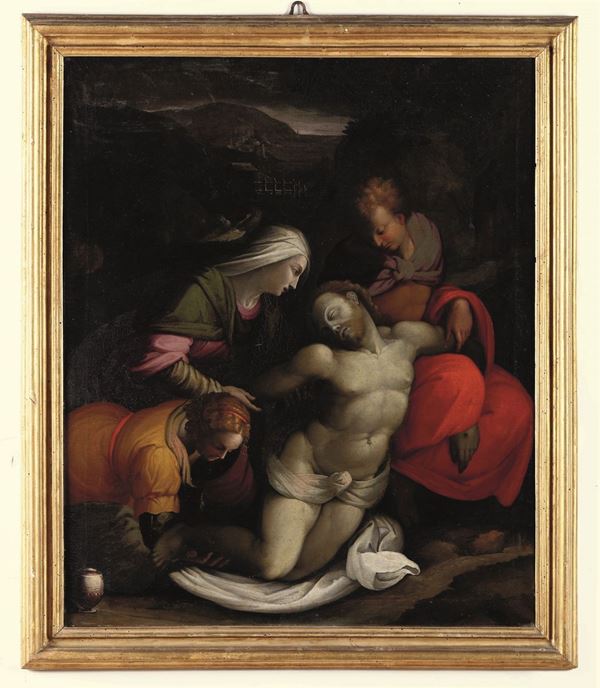 Manierista toscano del XVI secolo Compianto sul Cristo morto
