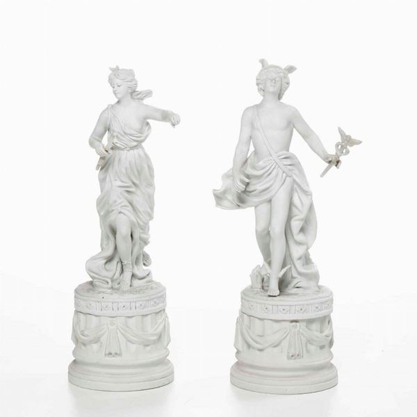 Coppia di figurine “Diana e Mercurio” Francia, XX secolo