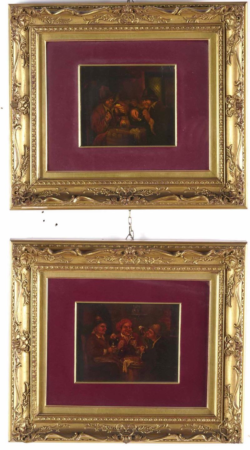 Scuola del XVIII secolo Interno di osteria  - olio su tavoletta - Asta Dipinti Antichi | Cambi Time - Cambi Casa d'Aste