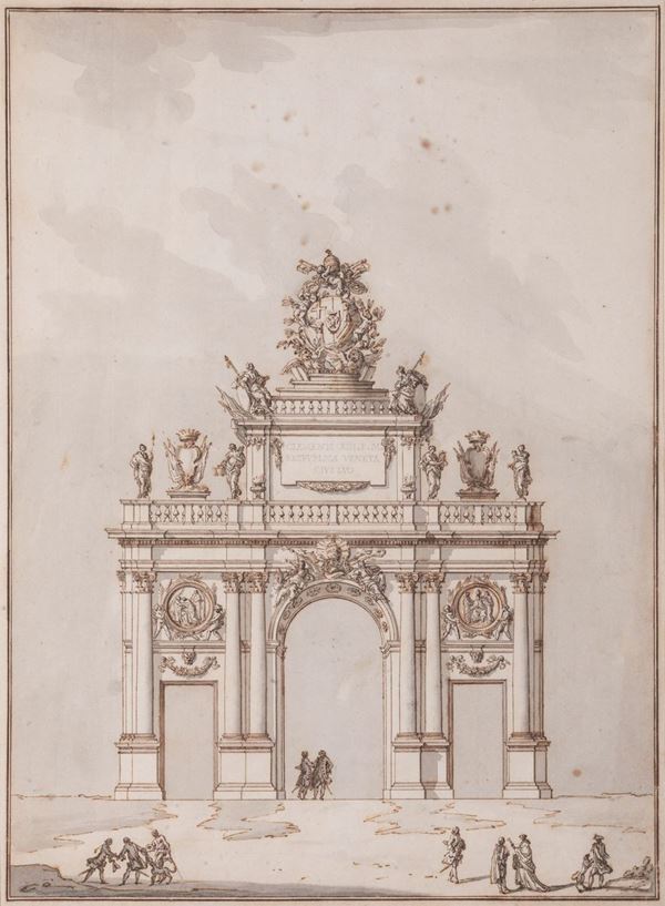 Paolo Posi - Studio per arco trionfale dedicato a Papa Clemente XVIII