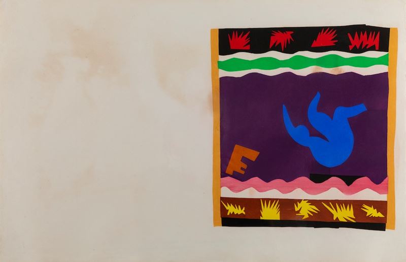 Henri Matisse : Le Tobogan (dalla serie Jazz)  (1947)  - pochoir stampato a colori  [..]