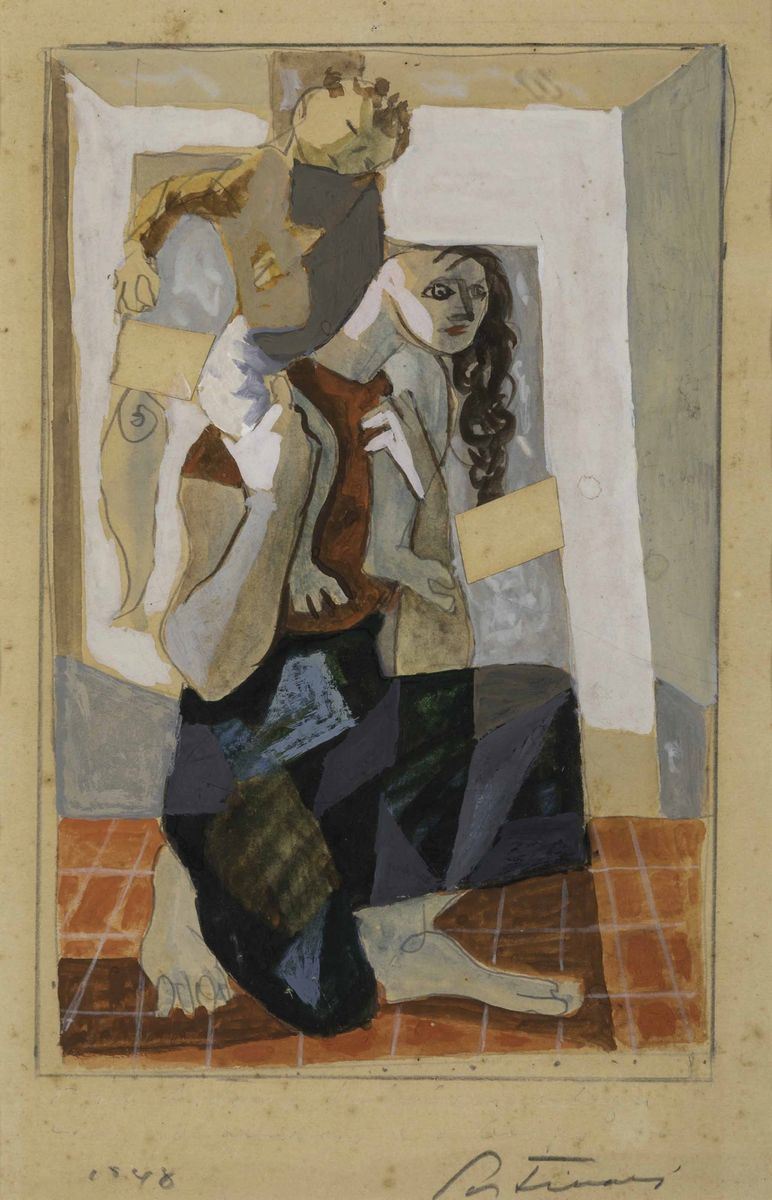 Candido Portinari : Senza titolo (Figura femminile con bambino)  (1948)  - tecnica  [..]
