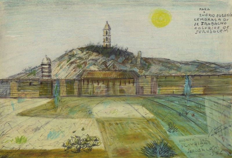 Candido Portinari : Monte das Oliveiras Jerusalem  (1956)  - pastelli e matite a  [..]