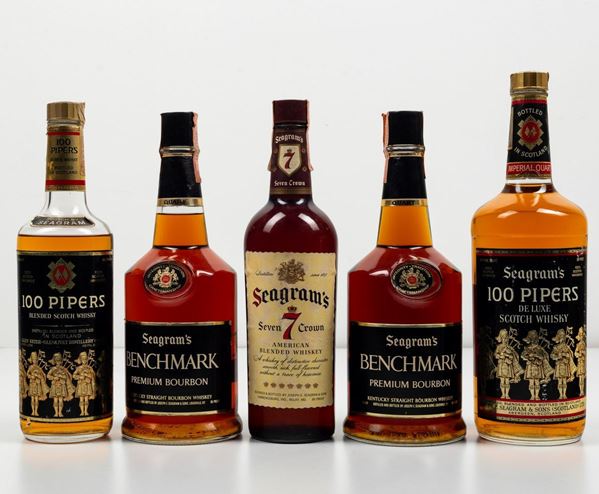 Seagram's, 100 Pipers Blended Scotch Whisky Seagram's, Benchmark Kentucky Straight Bourbon Whiskey Seagram's, Seven Crown American Blended Whiskey