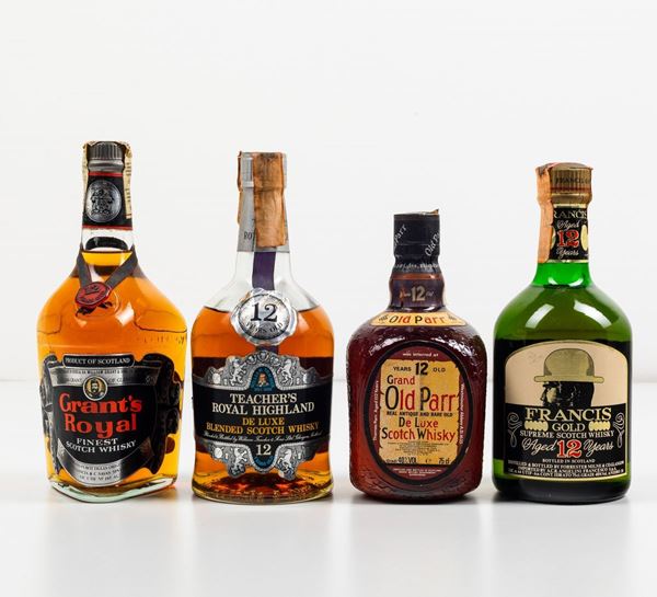 William Grant, Grant’s Royal Finest Scotch Whisky 12 years old William Teacher, Teacher’s Royal Highland De Luxe Blended Scotch Whisky 12 years old Thomas Parr, Grand Old Parr De Luxe Scotch Whisky 12 years old Forrester Milne, Francis Gold Supreme Scotch Whisky 12 years old