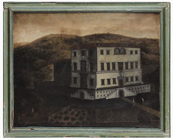 Scuola del XVIII secolo Veduta con villa