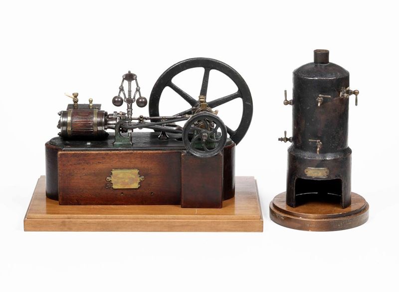 Motore a vapore con cilindro orizzontale. Modello dimostrativo del XIX secolo firmato Emil Janoat  - Auction Dimore italiane | Cambi Time - Cambi Casa d'Aste