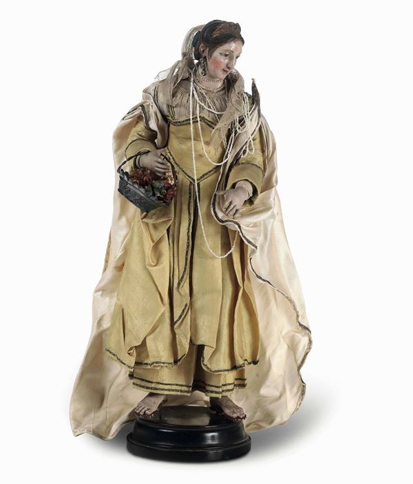 Figura da presepe. Gentildonna georgiana riccamente abbigliata. Napoli, fine XVIII - inizio XIX secolo